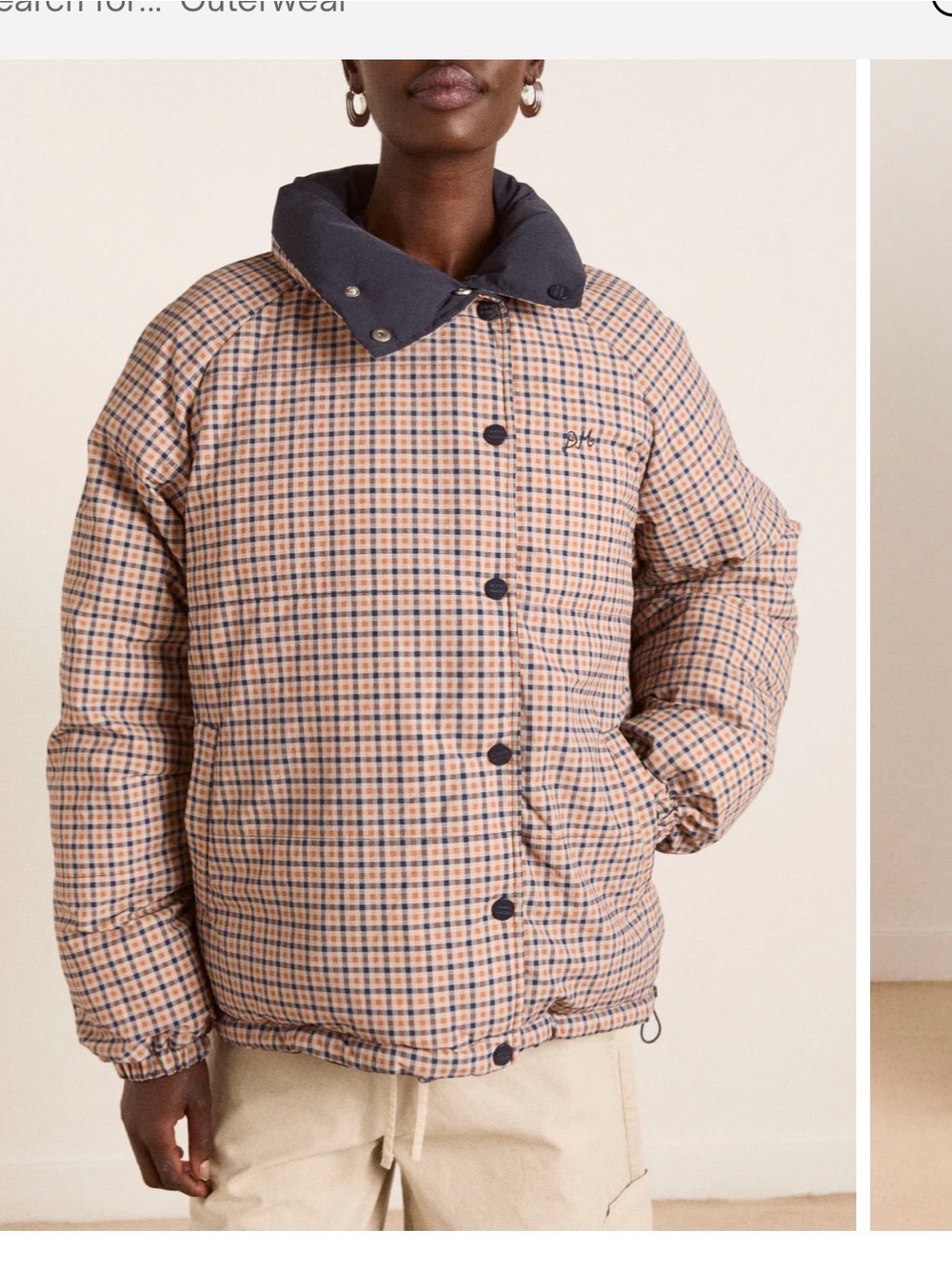 Plaid Quilted Bomber Jacket in Tan and Black